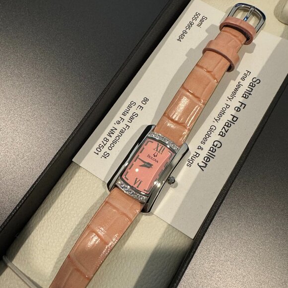BULOVA DIAMOND PINK LEATHER WATCH - Picture 2 of 2